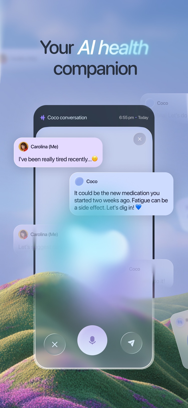 Coco chat — links new fatigue to a recent medication change
